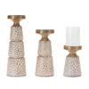 Melrose Etched Candle Holder with Wood Grain Design (Set of 3)