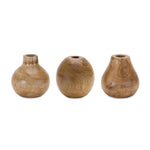 Wooden Bud Vase Collection Set of 3 5"H Natural Grain Decorative Pieces By Melrose