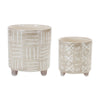 Dolomite Planter Pots With 6 Inch Height White Grey Footed Design By Melrose