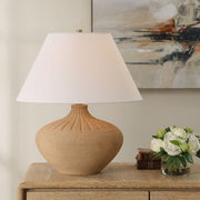 Table Lamp – Terracotta Ceramic With Rolled Edge Shade – 23.5