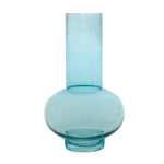 Set of 2 Blue Glass Vases – 11.75"H & 7"D Cylinder – Mid-Century Modern Decor – By Melrose