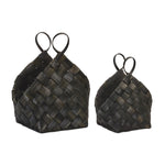 Storage Baskets White Woven Wood 21" Tall Indoor Storage Set of 2 by Melrose