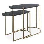 Uttermost Aztec Nesting Tables Set of 2, Small 22x11x18 in and Large 27x14x22 in, Ebony Ash and Antique Brass
