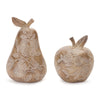 Melrose Floral Etched Pear and Apple Decor (Set of 2)