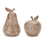 Melrose Floral Etched Pear and Apple Decor (Set of 2)