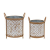 Aztec Footed Metal Planters – Set of 2