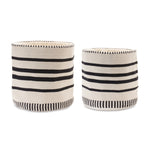 Striped Woven Cotton Basket Set – 15.75"H Decorative Storage Baskets (Set of 2) Black and White Cotton Home Organization by Melrose