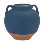 Ceramic Urn Vase with Terra Cotta Accent – 7"H Blue Decorative Accent by Melrose