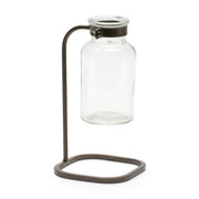 Modern Glass Bottle Vase Set with Iron Stand