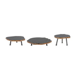Tree Disc Pedestal Tray Set – Set of 3 Rustic Wood and Iron Pedestals by Melrose