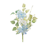 Faux Floral Mini Blossom Spray Set of 6 Green Blue White 20.5" Tall by Melrose