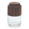 Decorative Glass Vase Brown Wood Base Elegant Indoor Home Decor for Living Room or Dining Table 9"