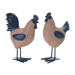 Melrose Wicker Hen and Rooster Decor (Set of 2)