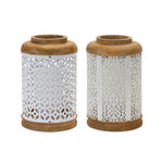 Geometric Wood and Metal Lantern Set 10.25"Neutral Decorative Pair By Melrose