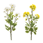 Mum Spray Set – 31.5" Faux Green Yellow White Floral Stems by Melrose