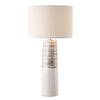 Uttermost 30426 Haven White Glaze Table Lamp with Ribbed Ceramic Base