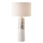 Uttermost 30426 Haven White Glaze Table Lamp with Ribbed Ceramic Base