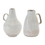 Ceramic Jug Vase Set – White Ceramic 8 " and 7.25" Farmhouse Table Decor by Melrose