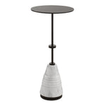 Uttermost 50059 Kincaid Metal Drink Table with Carved Marble Base and Black Round Top