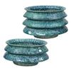 Nature-Inspired Decorative Bowls – Sculptural Blue Green Ceramic Set