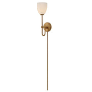 Uttermost 22580 Trophy 1 Light Brass Wall Sconce with Matte Opal Glass Shade