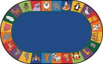 All Around Animals Classroom Rug for Early Learning & Group Seating, Oval