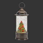 LED Snow Globe with Cardinals and Holly Tree – 9.75