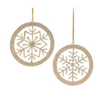 Christmas Snowflake Tree Decorations Gold Iron Metal with Beads – Set of 6 by Melrose