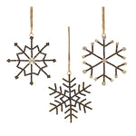 Melrose Black Jeweled Metal Snowflake Ornament (Set of 12)