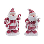 Melrose Peppermint Santa with Candy Cane Figurine (Set of 2)