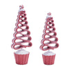 Glitter Peppermint Ribbon Candy Trees (Set of 2) Festive Holiday Decor
