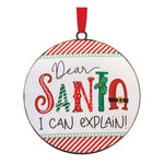 Melrose Metal Dear Santa Disc Ornament (Set of 12)