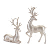 Melrose Silver Glittered Deer Figurine (Set of 2)