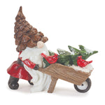 Melrose Pinecone Santa Gnome with Wheelbarrow (Set of 4)