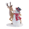 Melrose Glittered Snowman with Deer Figurine 12"H