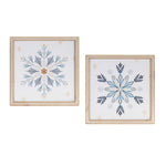 White and Blue Snowflake Christmas Wall Prints, Set of 2 - 13.5 inch by Melrose