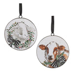 Melrose Metal Farm Animal Disc Ornament (Set of 12)