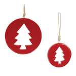 Melrose Red Wood Pine Tree Cut-Out Ornament (Set of 12)