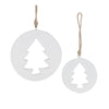 Melrose White Wood Pine Tree Cut-Out Ornament (Set of 12)