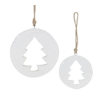 Melrose White Wood Pine Tree Cut-Out Ornament (Set of 12)