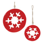 Melrose Red Wood Snowflake Cut-Out Ornament (Set of 12)