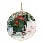 Melrose Metal Couple Sleigh Ride Disc Ornament (Set of 6)