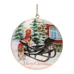 Melrose Metal Dogs in Sleigh Disc Ornament (Set of 6)