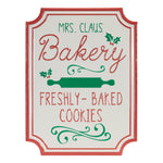 Mrs. Claus Bakery Wall Sign 16"H Red and White Metal Christmas Wall Decor by Melrose