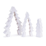 Triple Tree Puzzle Display 8.5"H White MDF Wood Christmas Tabletop Decor (Set of 2) by Melrose