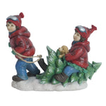 Melrose Holiday Children With Tree and Dog Figurine (Set of 2)