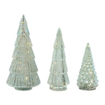 Christmas Mercury Glass Pine Tree Decor Set of 3 by Melrose