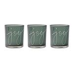 Melrose Green Glass Joy Candle Holder (Set of 3)