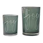 Melrose Green Glass Joy Candle Holder (Set of 2)