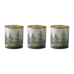 Melrose Frosted Pine Mercury Glass Candle Holder (Set of 3)